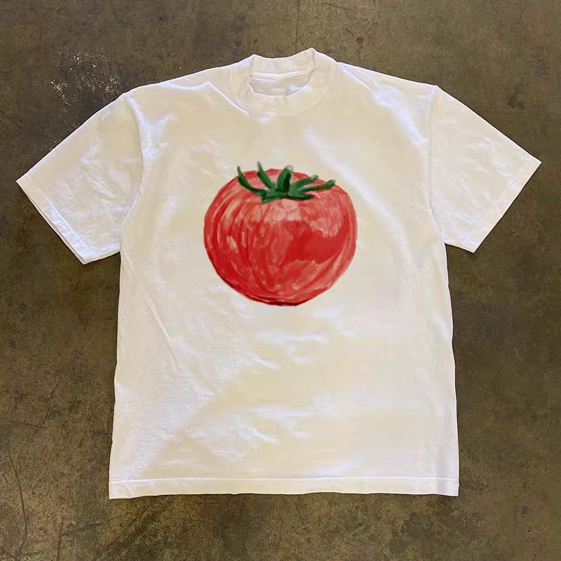 Vintage White Casual Retro T-Shirt with Tomato Print Size US M / EU 48-50 / 2 - 1 Thumbnail
