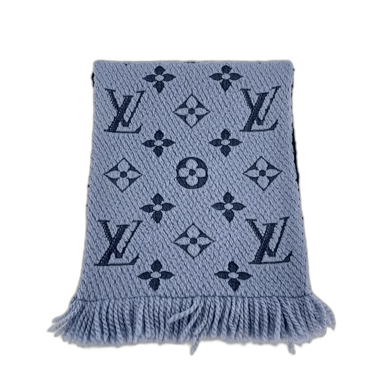Louis Vuitton Louis Vuitton Light Blue Wool Logo Scarf Size ONE SIZE - 1 Thumbnail
