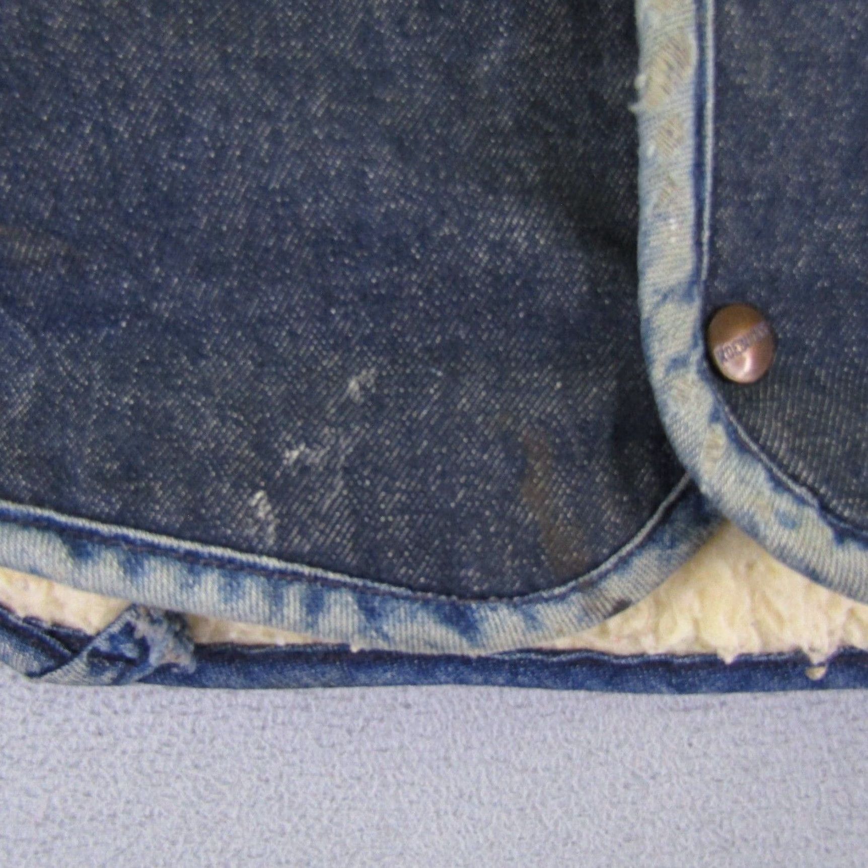 Denime VINTAGE Roebuck & Co. Men's Denim Vest Large Tall Western Cowboy Insulated Wool Lined 70s Size US L / EU 52-54 / 3 - 3 Thumbnail