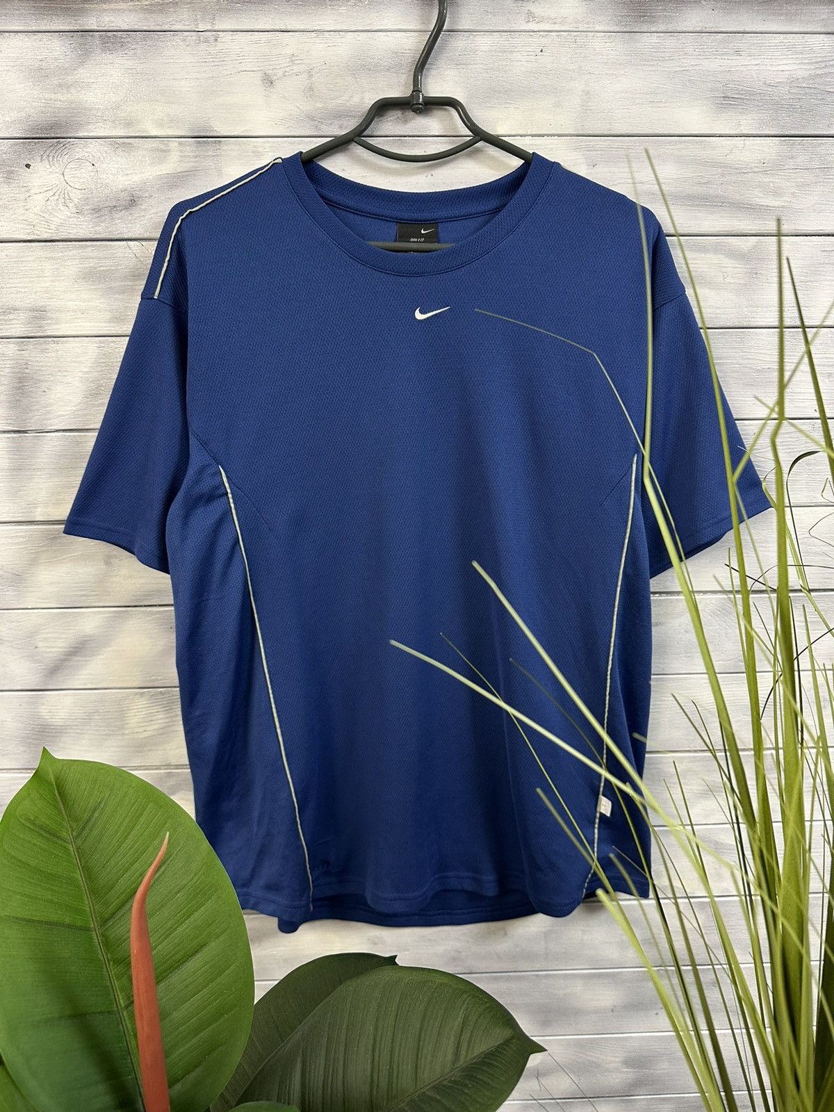 Pre-owned Nike X Vintage T-shirt Nike Centr Logo Small Swoosh Dri-fit In Blue