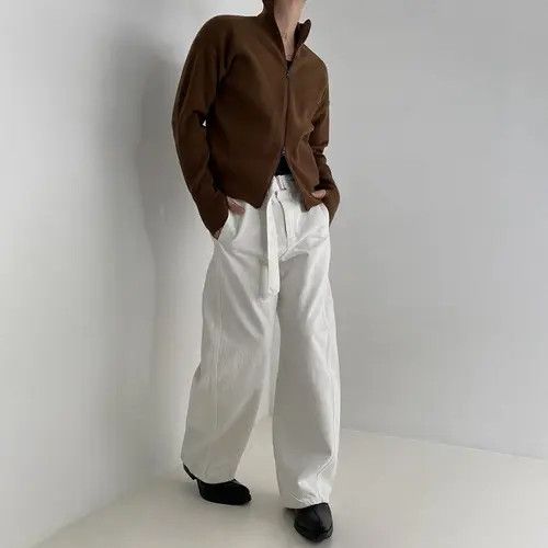 VIBE Brown Full Zip Cardigan Sweater Size US L / EU 52-54 / 3 - 2 Thumbnail