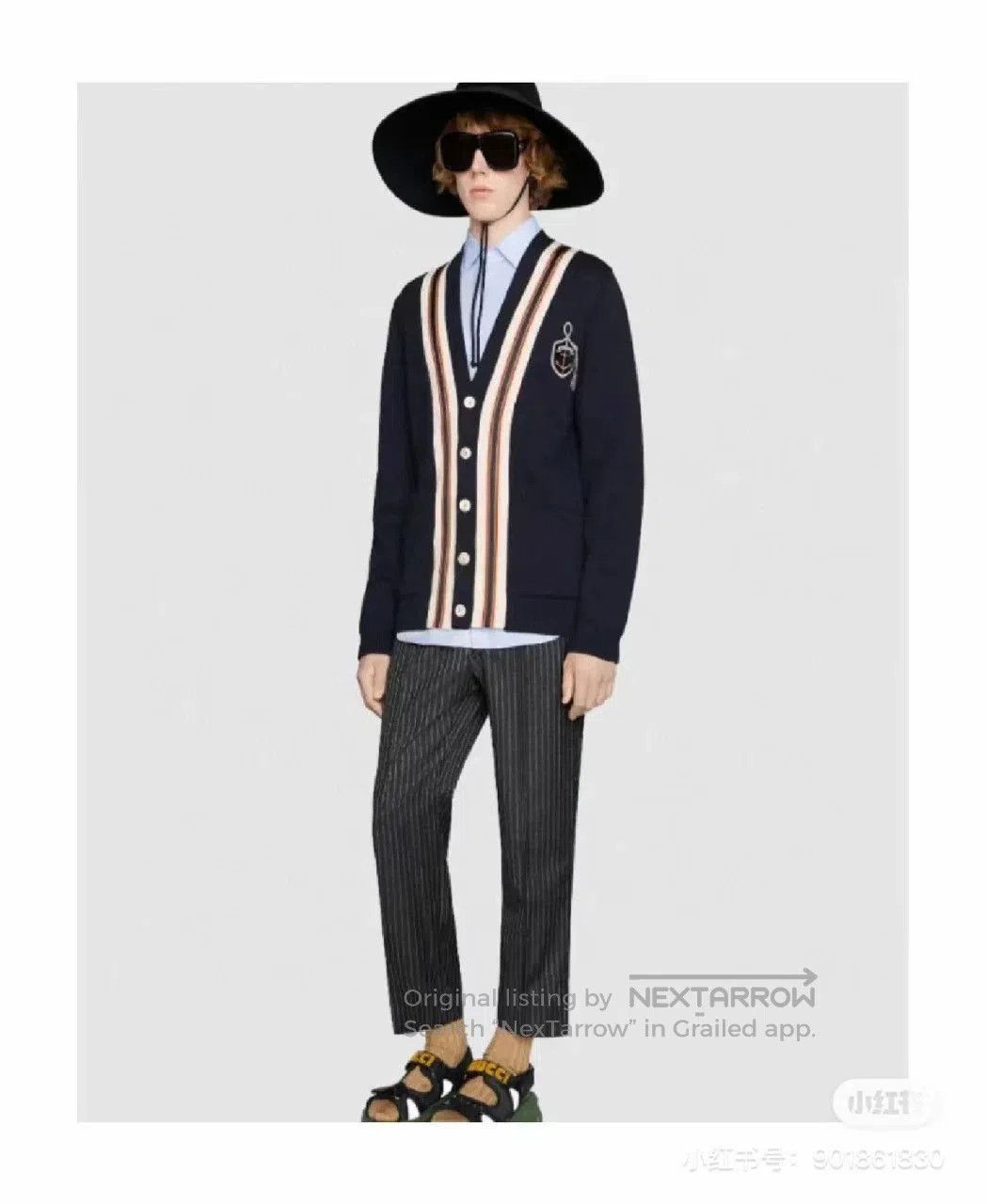 Gucci Black Striped Anchor Emblem Cardigan Size S. Size US S / EU 44-46 / 1 - 8 Thumbnail