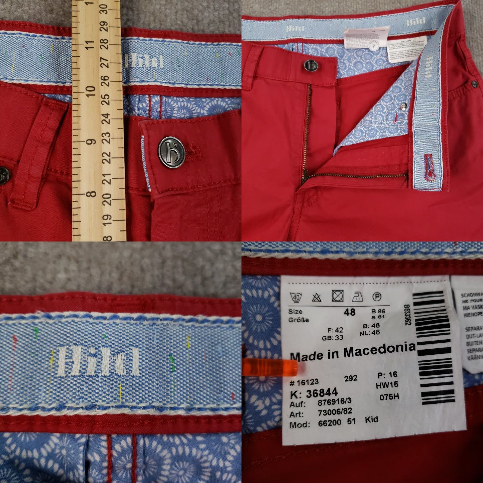 Vintage Vintage Hiltl Mens Pants Size 31x31 Red Cotton Spandex Chino Straight Casual Size US 31 - 8 Thumbnail