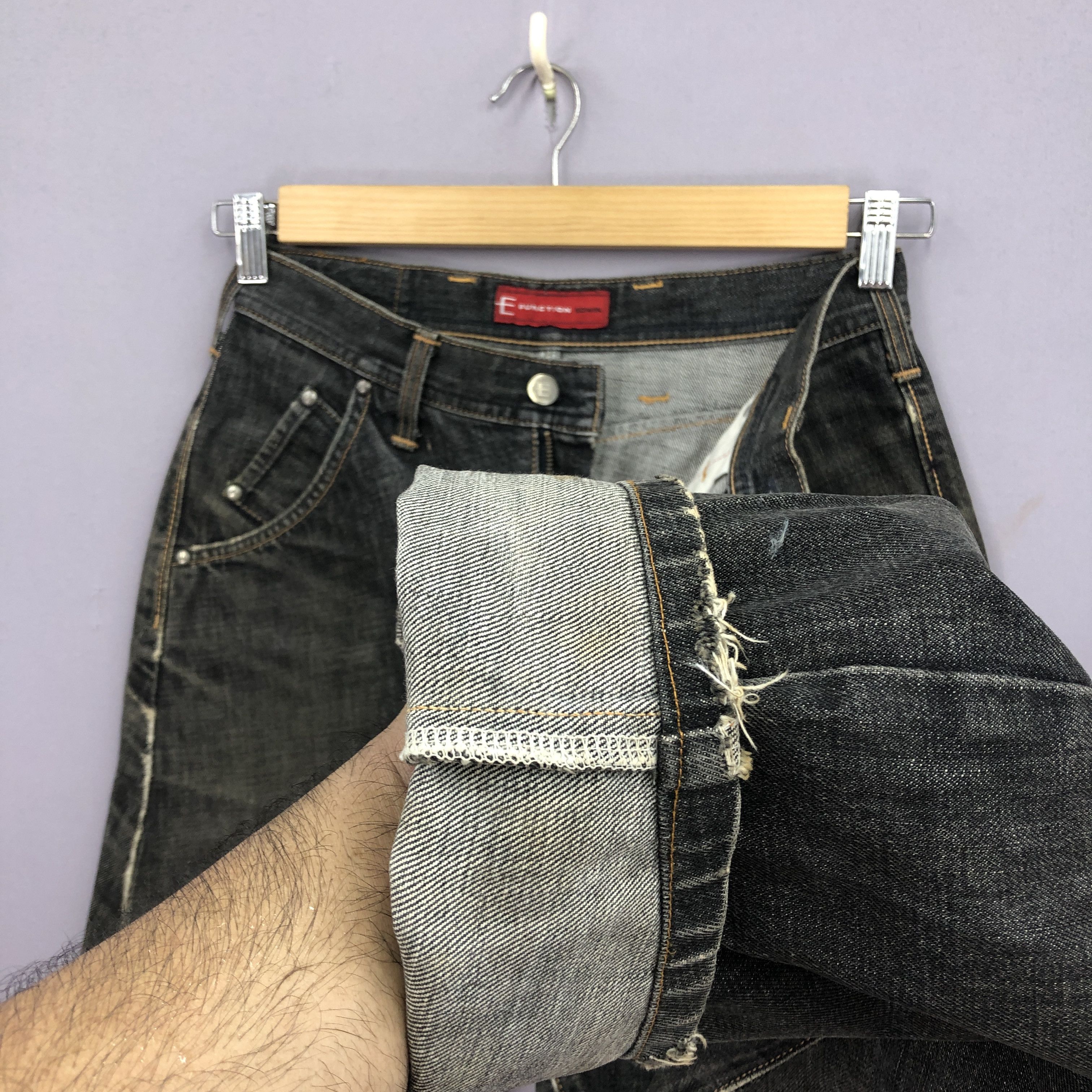 Japanese Brand Vintage Edwin E Function Jeans Ripped Indigo Denim GF30247 Size 26" / US 2 / IT 38 - 7 Thumbnail