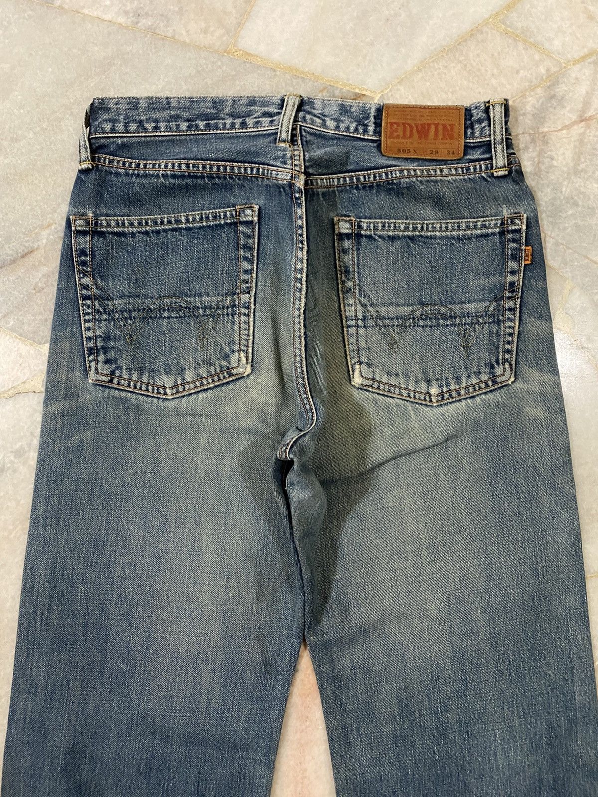 Edwin Vintage Edwin 505x Washed Orange Tab Ripped Selvedge Denim Size US 30 / EU 46 - 14 Thumbnail