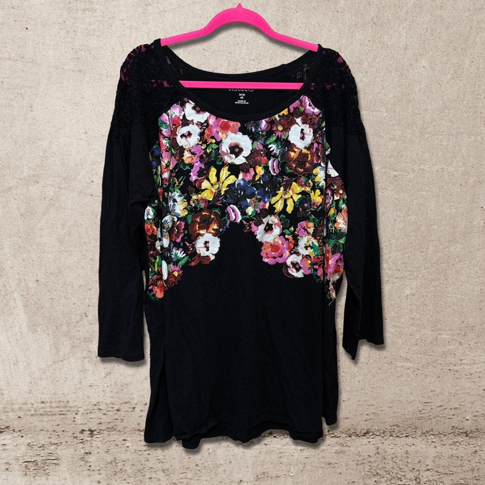 Other Roaman’s Floral Boatneck Shirt Size 4XL / US 24-26 - 1 Thumbnail