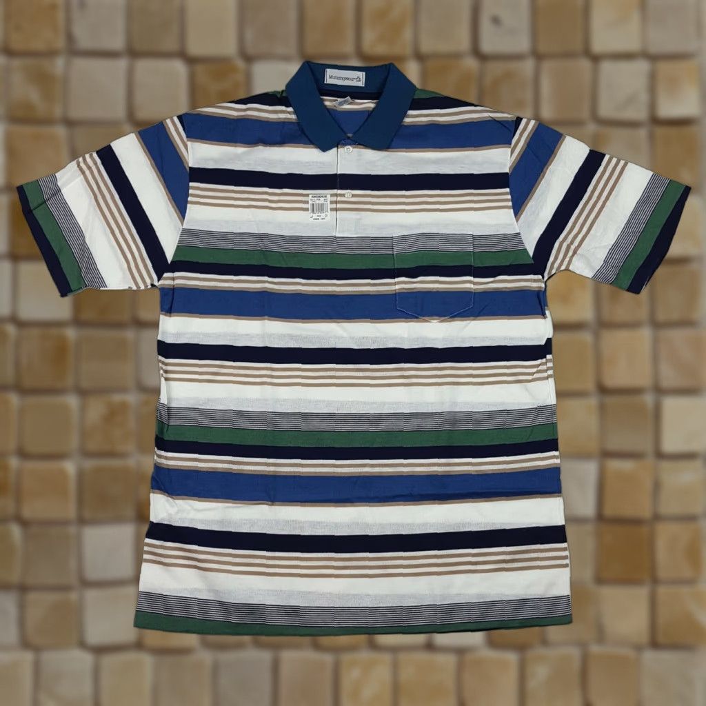 Vintage VTG 90s MunsingWear Mens Size L Striped Short Sleeve Golf Tennis Surf Polo Shirt Y2K Preppy Collared Skater Surf Vintage Polo Shirt 90s Size US L / EU 52-54 / 3 - 1 Thumbnail