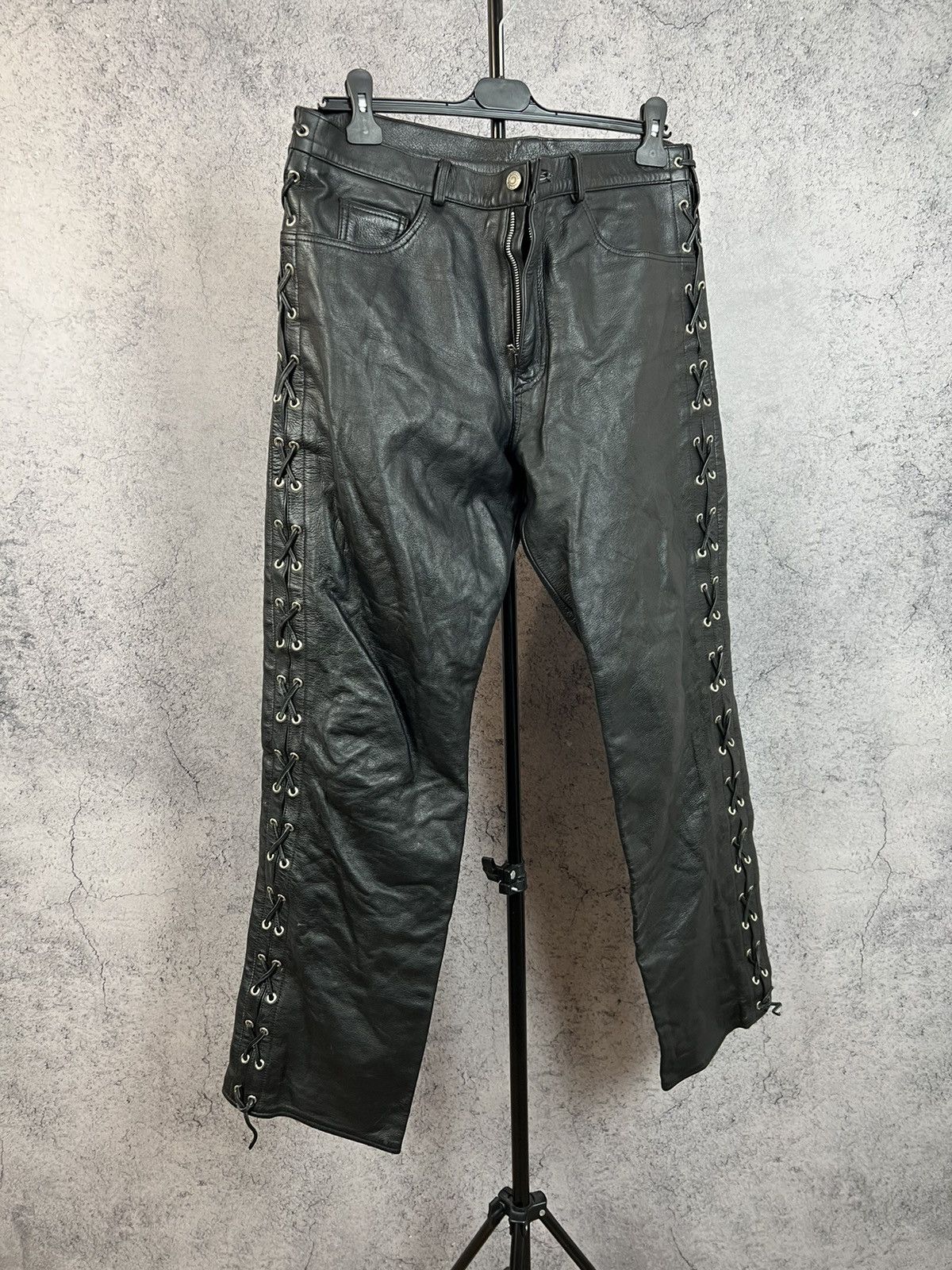 Vintage Real Leather Bikers Pants Motorcycle Y2K