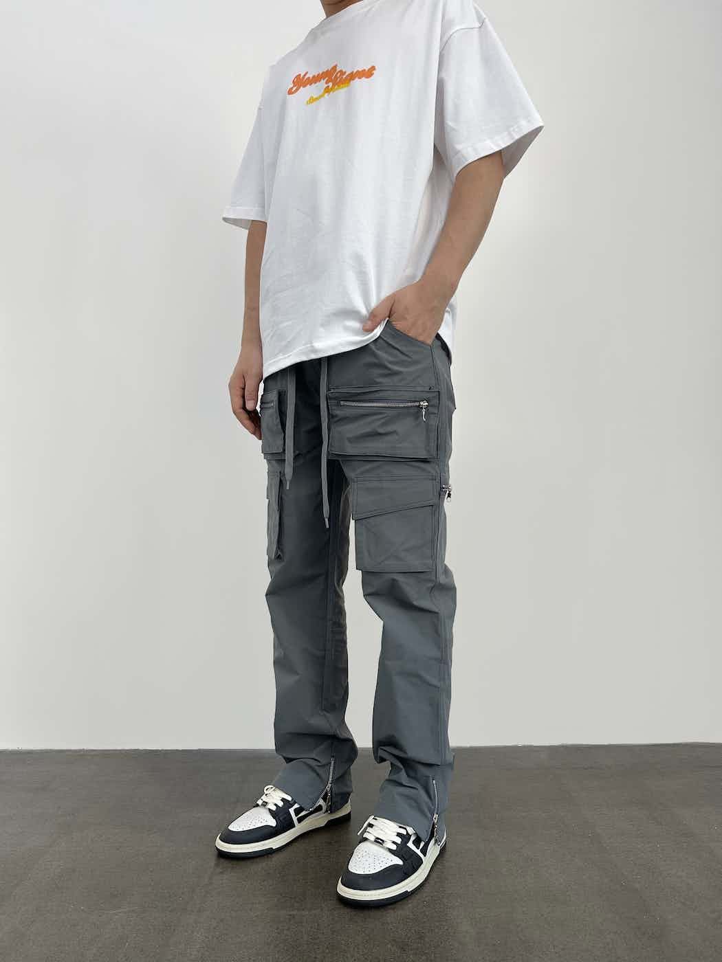 zipper utility military flared tactical cargo pants