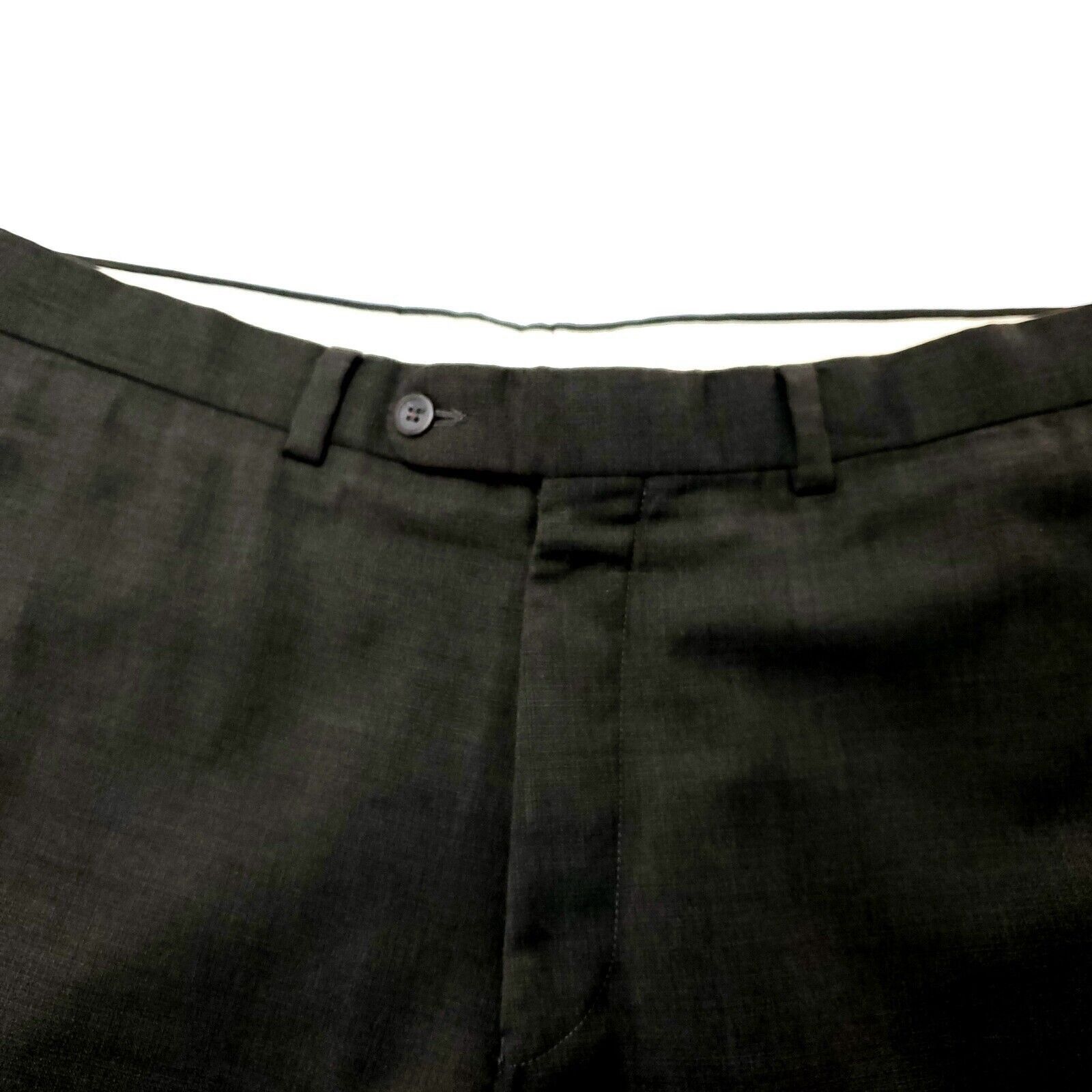 Jack Victor Jack Victor Wool Dress Pants 32/30 Green Check Samson Flat F Size 34R - 2 Thumbnail