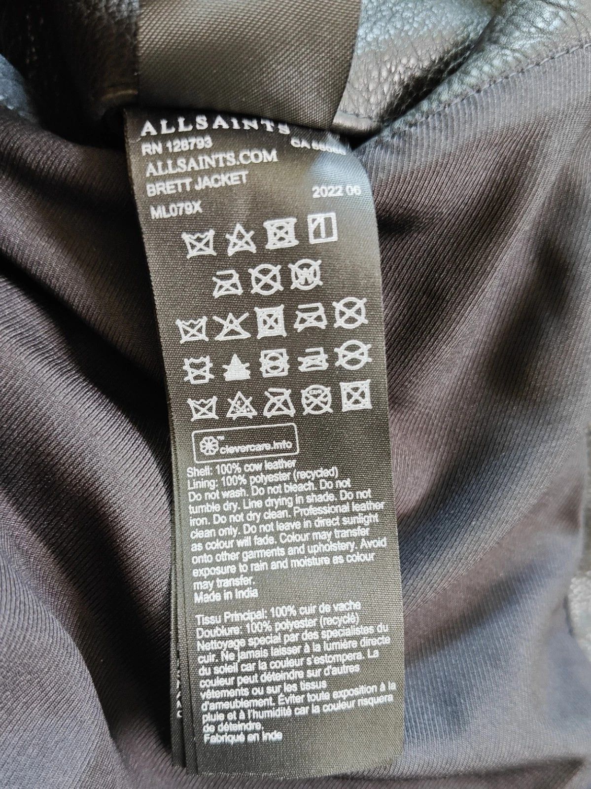 Allsaints ALLSAINTS Brett Men's Leather jacket FTP/5017 Size US M / EU 48-50 / 2 - 8 Thumbnail