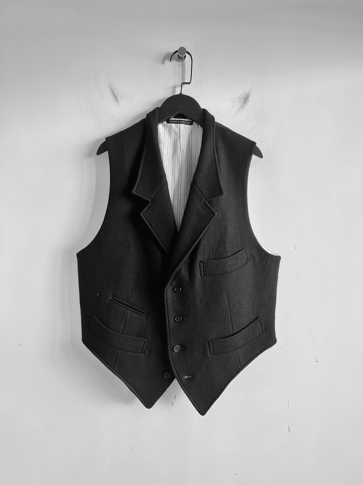 Yohji Yamamoto Yohji Yamamoto Pour Homme MELTON LAPEL STAND UP COLLAR VEST Size US L / EU 52-54 / 3 - 1 Thumbnail