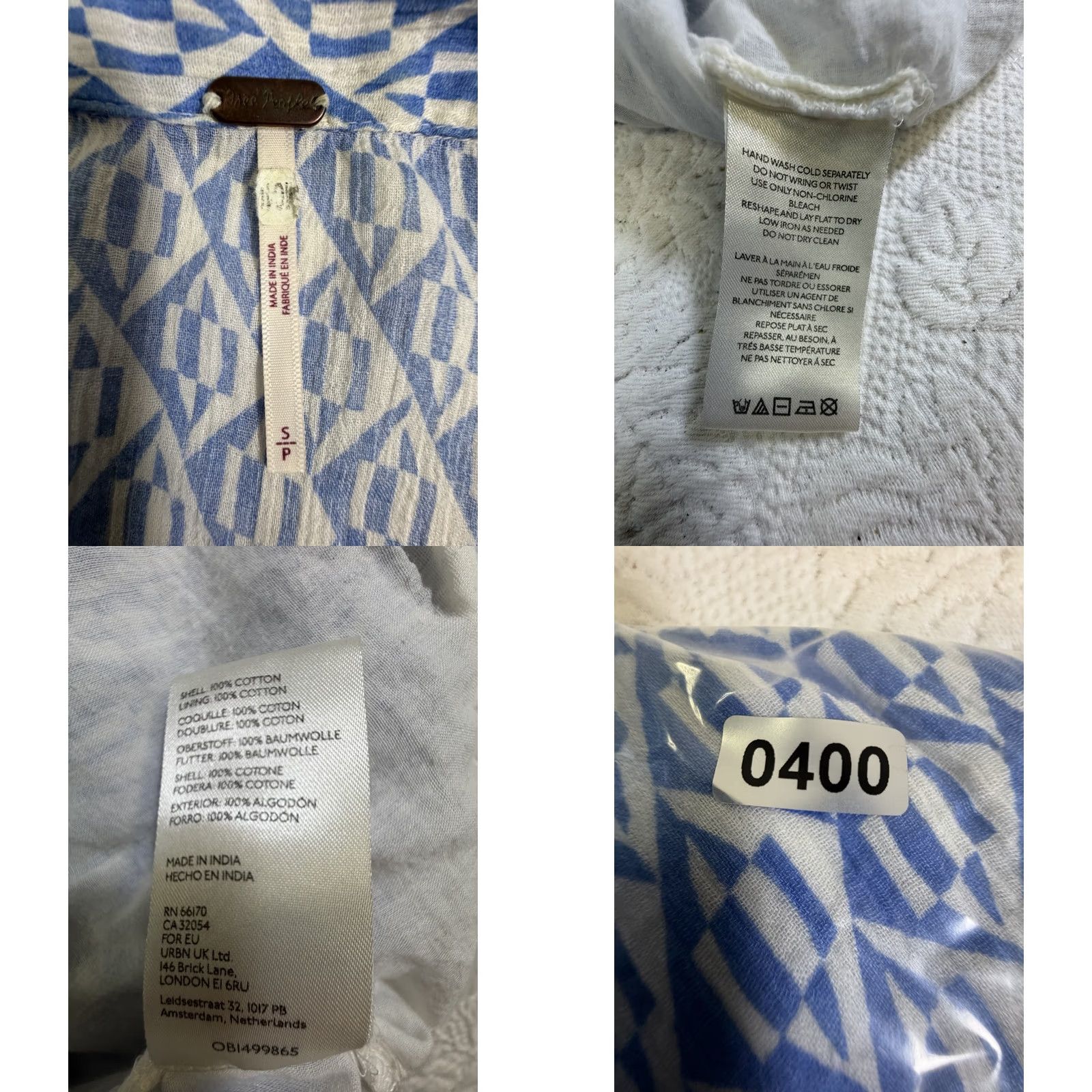 Free People VINTAGE Free People Rillo Blue Patterned Shirt Dress Button Front Beachy Womens Small Size S / US 4 / IT 40 - 8 Thumbnail