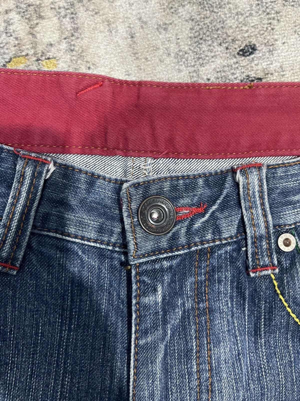 Japanese Brand Vintage Red Ginger Flare Denim Jeans ! Rare Design Size US 32 / EU 48 - 12 Thumbnail