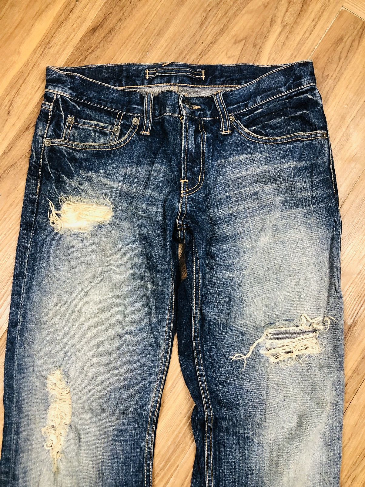 PPFM PPFM Japanese Denim Jeans Distressed Ripped Fade Unik (37) Size US 30 / EU 46 - 3 Thumbnail