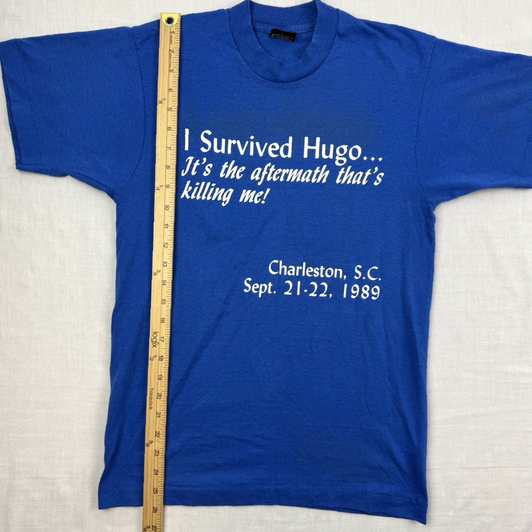 Vintage VINTAGE Hurricane Hugo T Shirt Adult Medium I Survived Charleston Sout Carolina Shirt Men Blue 80s USA Size US M / EU 48-50 / 2 - 5 Thumbnail