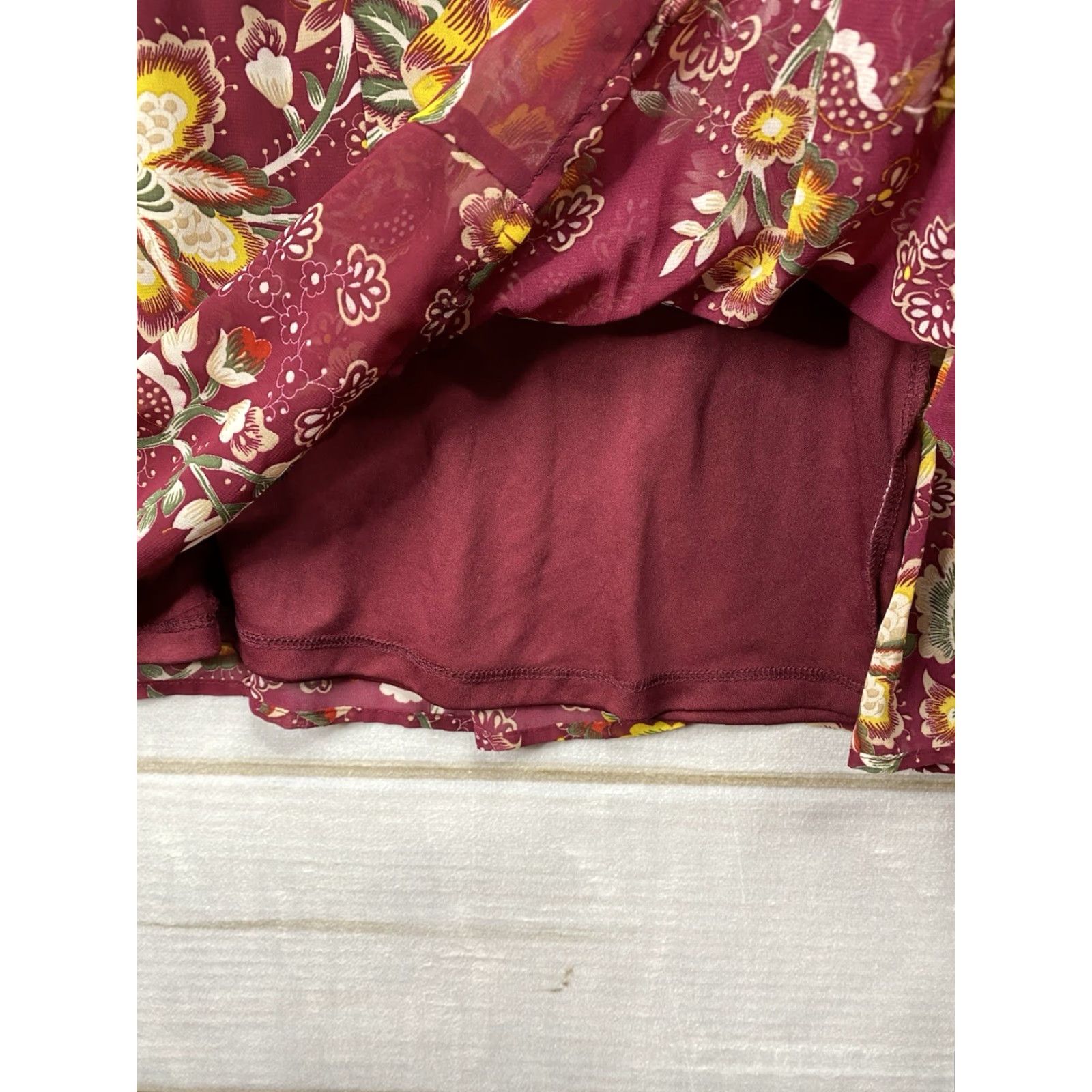 Vintage VINTAGE Time & Tru Dress XL 16/18 Burgundy Keyhole Floral Boho Hippie Lightweight Flowy Size XL / US 12-14 / IT 48-50 - 5 Thumbnail