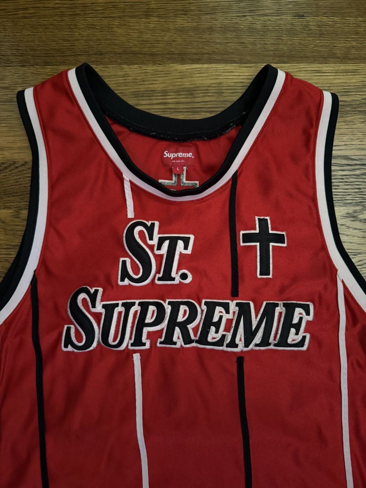 Supreme Supreme “St. Supreme” Red Basketball Jersey (Large) Size US L / EU 52-54 / 3 - 3 Thumbnail