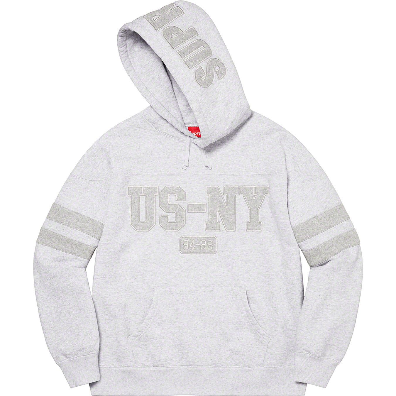 image of Supreme Us-Ny Hooded Sweatshirt in Ash Grey, Men's (Size XL)