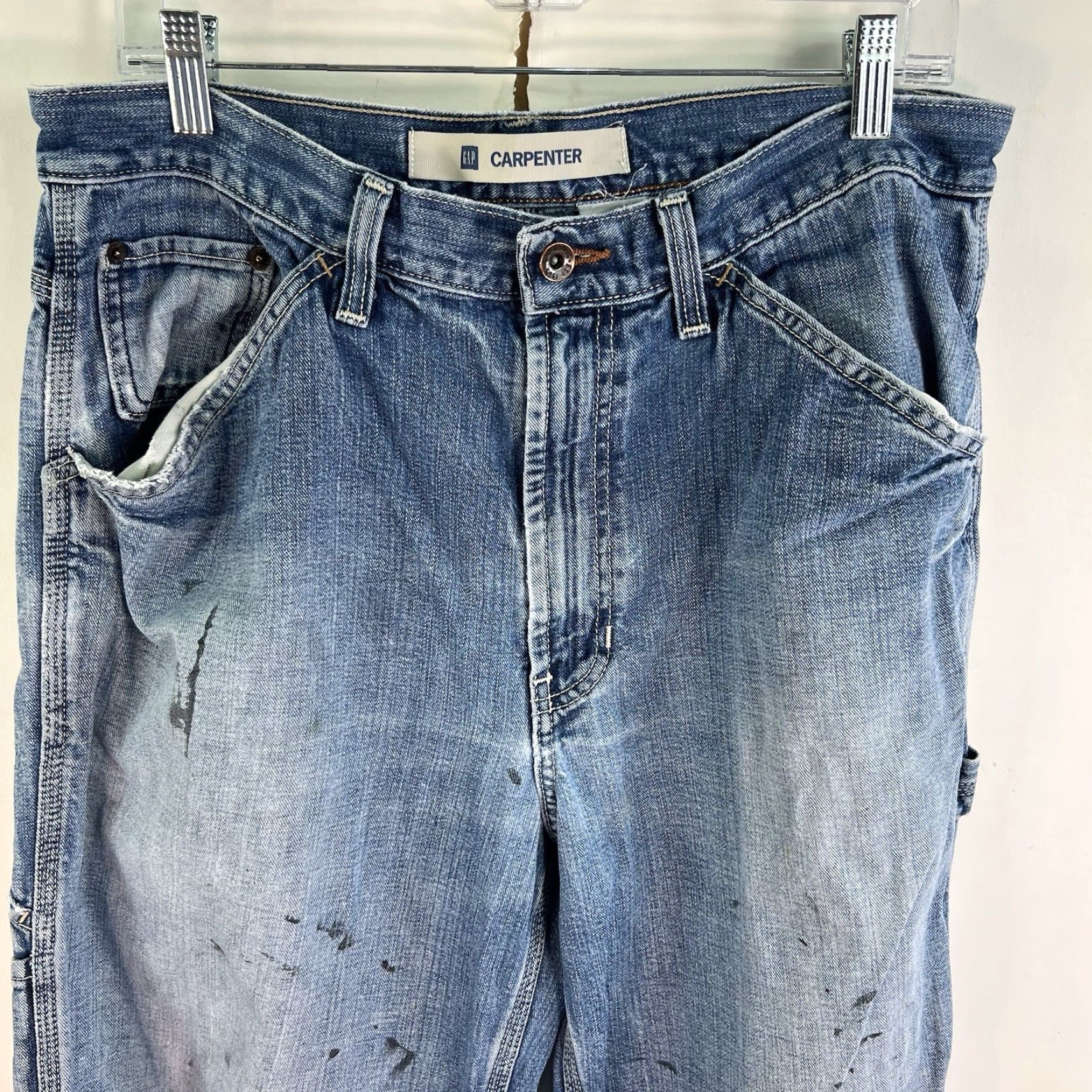 Gap VINTAGE Gap Denim Pants Wide-Leg Mens Size 34 Blue Distressed 90s Grunge Size US 34 / EU 50 - 2 Thumbnail