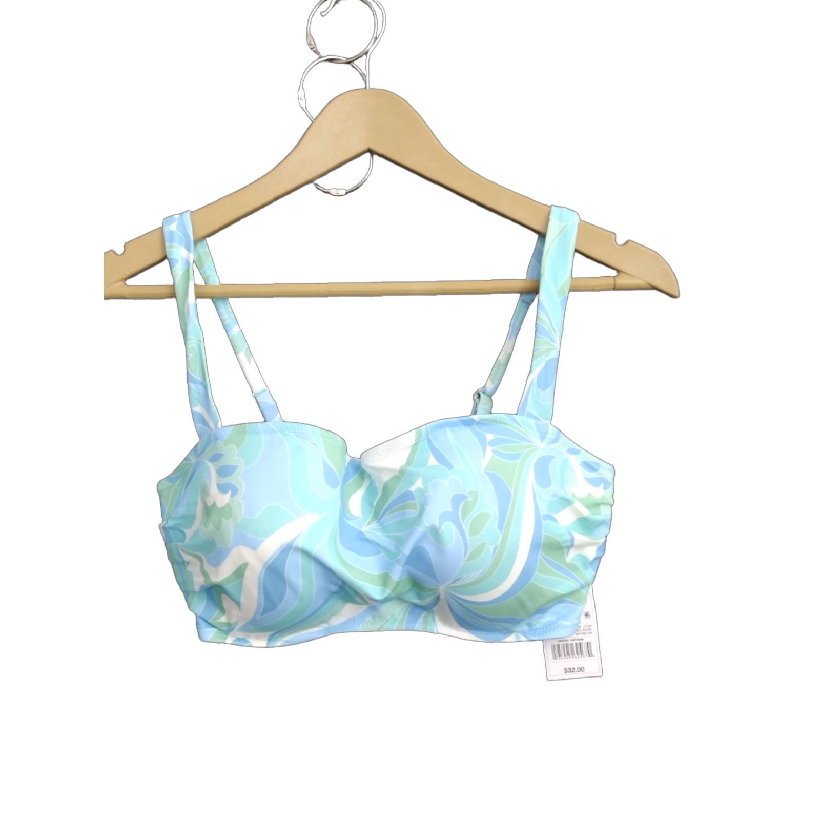 Vintage Shade & Shore Top Shirt Women Blue Floral Print 34DD Bralette Lift Square Neck Adjustable Strap 34DD Womens Beach Vintage No Size XXS / US 00 / IT 34 - 1 Thumbnail
