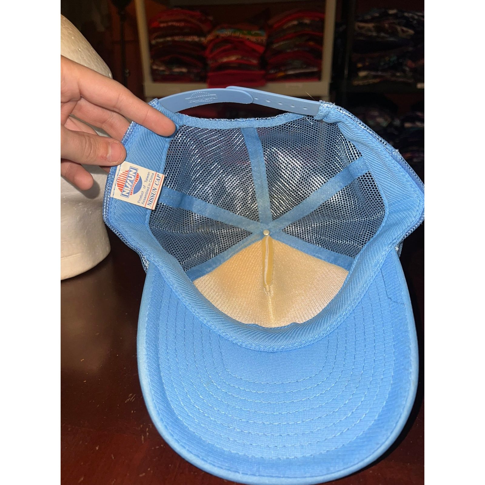 Vintage Vintage White Blue Hat Trucker Blank Cap Snapback Headwear Size ONE SIZE - 6 Thumbnail