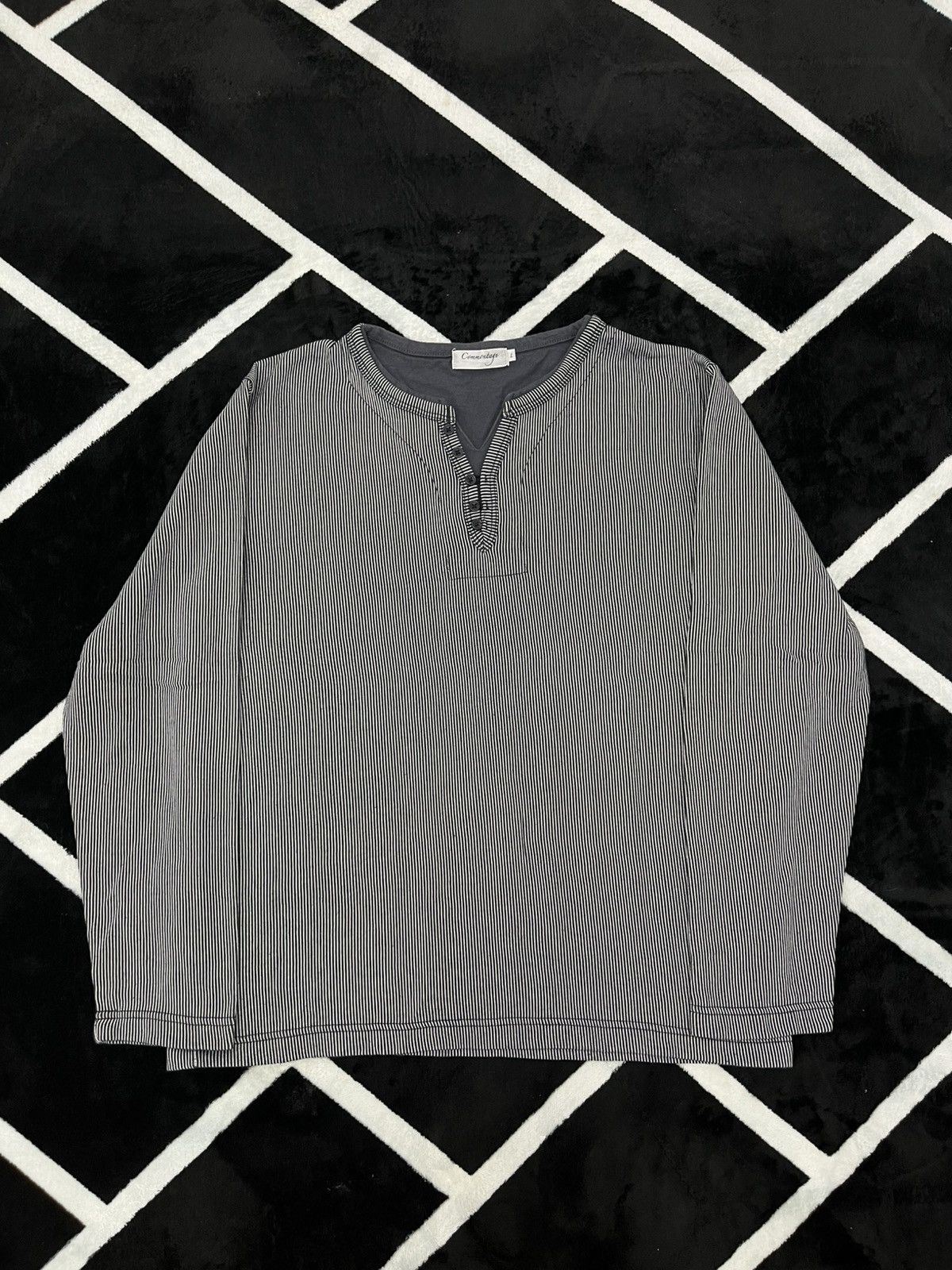 Japanese Brand Commontage Pinstripe LS Henley Shirt Casual Streetwear Size US L / EU 52-54 / 3 - 1 Thumbnail