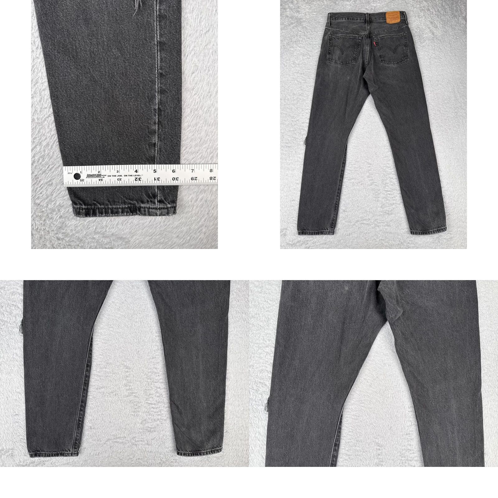 Levi's Levis Premium Jeans Womens 27x28 Black 501 Skinny Button Fly Distressed Cotton Size 27" / US 4 / IT 40 - 10 Thumbnail