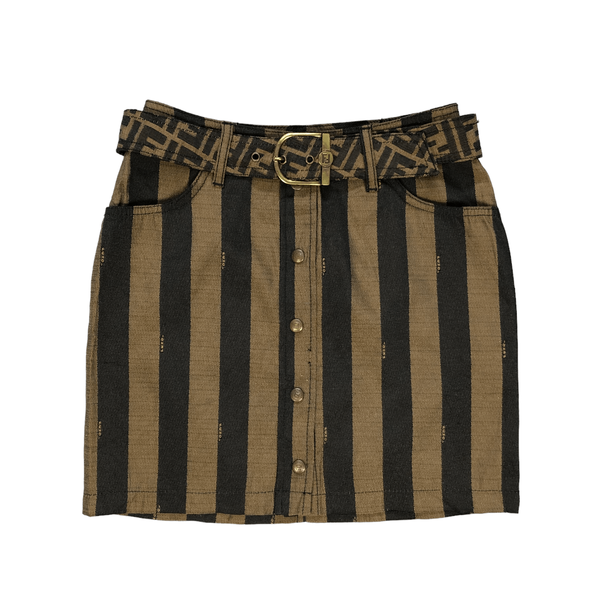 image of Fendi Jeans Belted Monogram Stripes Mini Skirts 6248-220, Women's