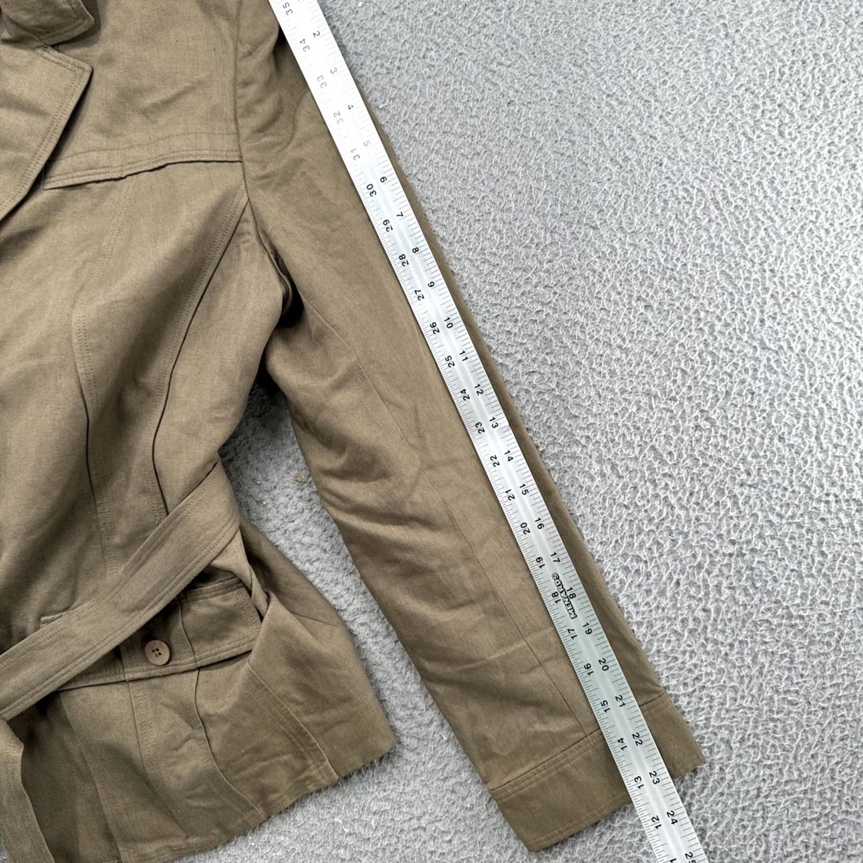 Talbots Talbots Jacket Women’s Belted Linen Blend Brown Size 12 Button Up Mid-Length Casual Seasonal Tan Jacket Womens Size XL / US 12-14 / IT 48-50 - 6 Thumbnail