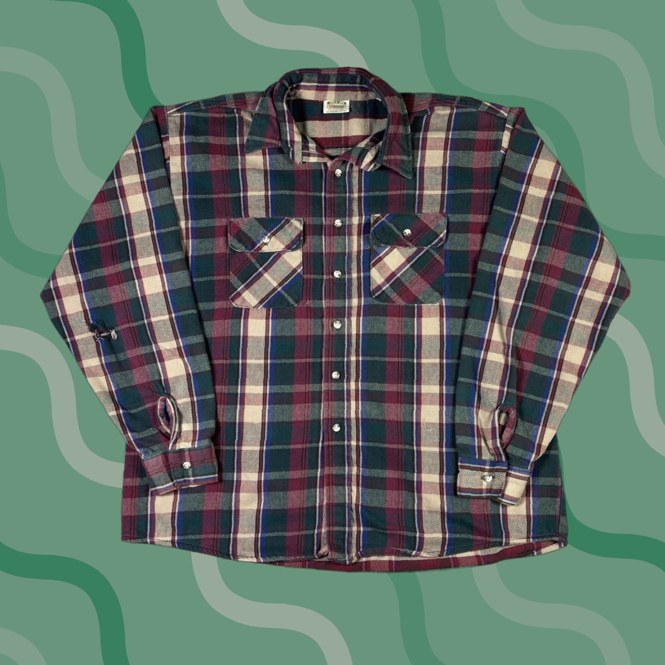 Vintage VINTAGE Five Brothers Flannel Shirt Plaid Button-Up Cotton Adult 2XL 90s Size US XXL / EU 58 / 5 - 1 Thumbnail