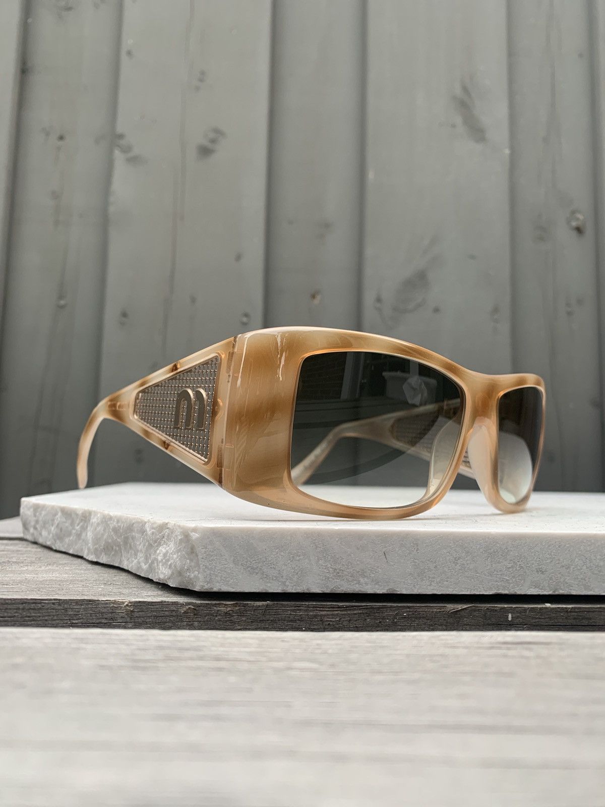 Miu Miu × Prada × Vintage 2000s Miu Miu Sunglasses Mesh Side Y2K Vintage Prada SMU01H Size ONE SIZE - 14 Thumbnail