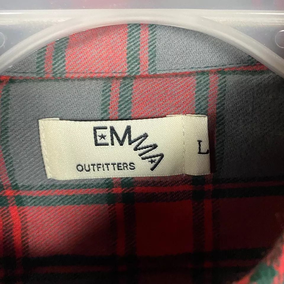 Other Emma Flannel Women's Large Plaid Gray Red Cotton Adults L Size L / US 10 / IT 46 - 2 Thumbnail