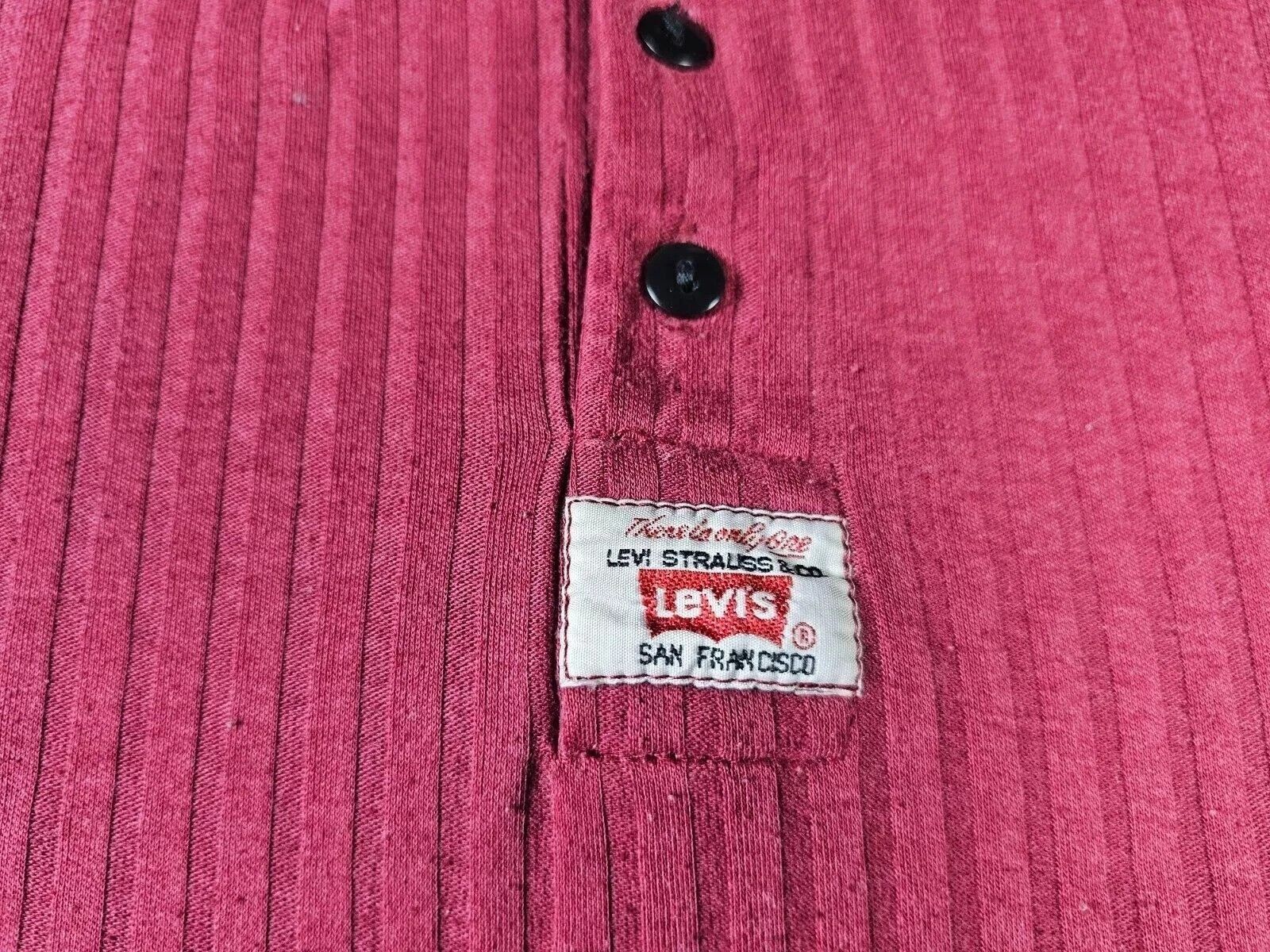 Levi's Vintage Levis Polo Shirt USA Made Burgundy Cotton Men L 90s Size US L / EU 52-54 / 3 - 7 Thumbnail