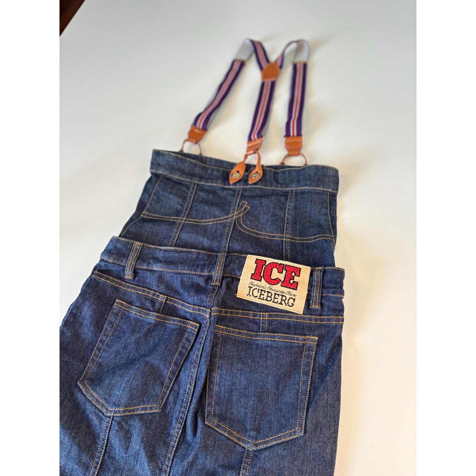 Iceberg Vintage Iceberg Denim Suspender Skirt Dress 90s Overall Size S / US 4 / IT 40 - 1 Thumbnail