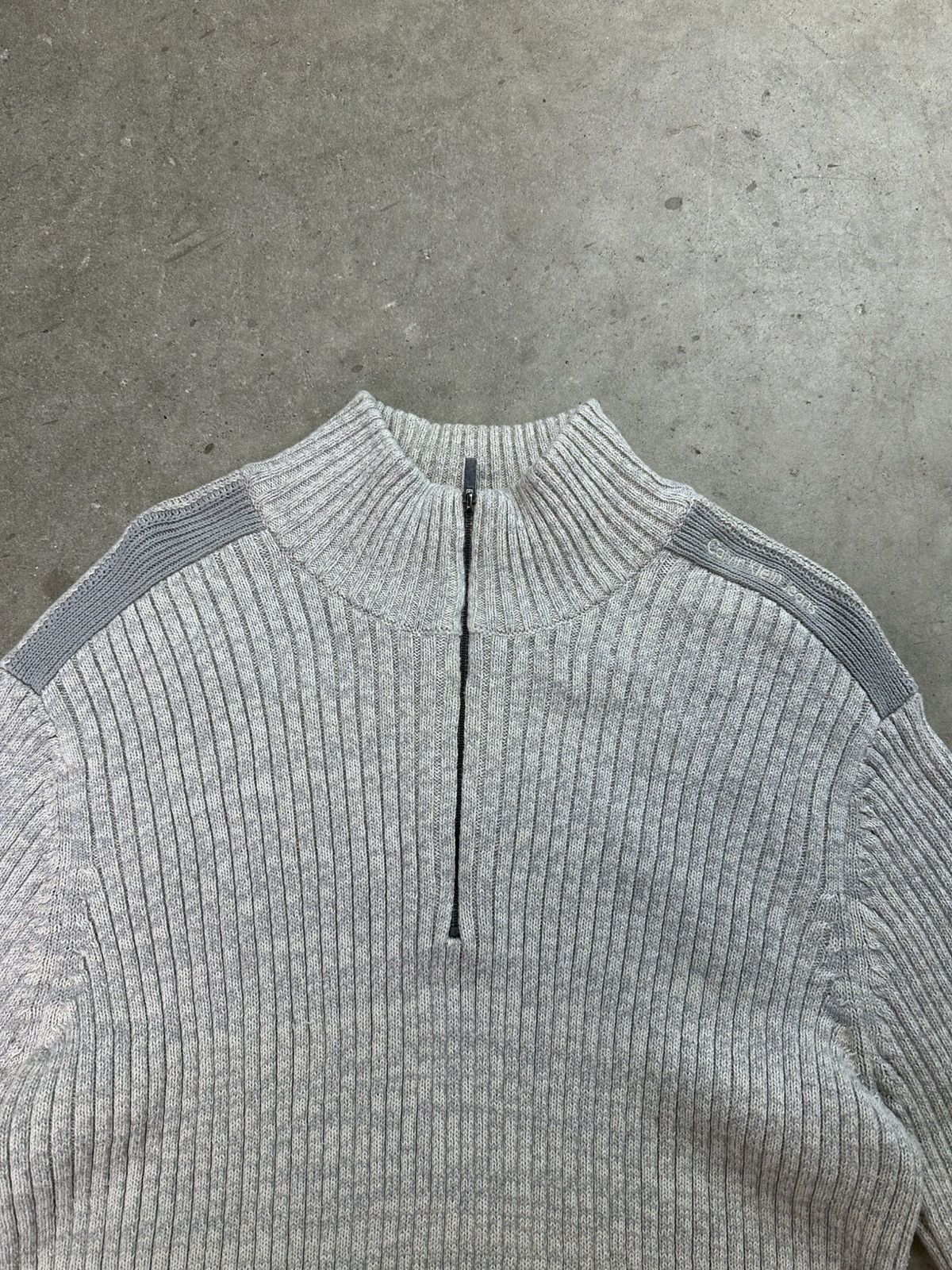 Calvin Klein × Vintage vintage calvin klein 1/4 zip knit sweater gray xl Size US XL / EU 56 / 4 - 3 Thumbnail