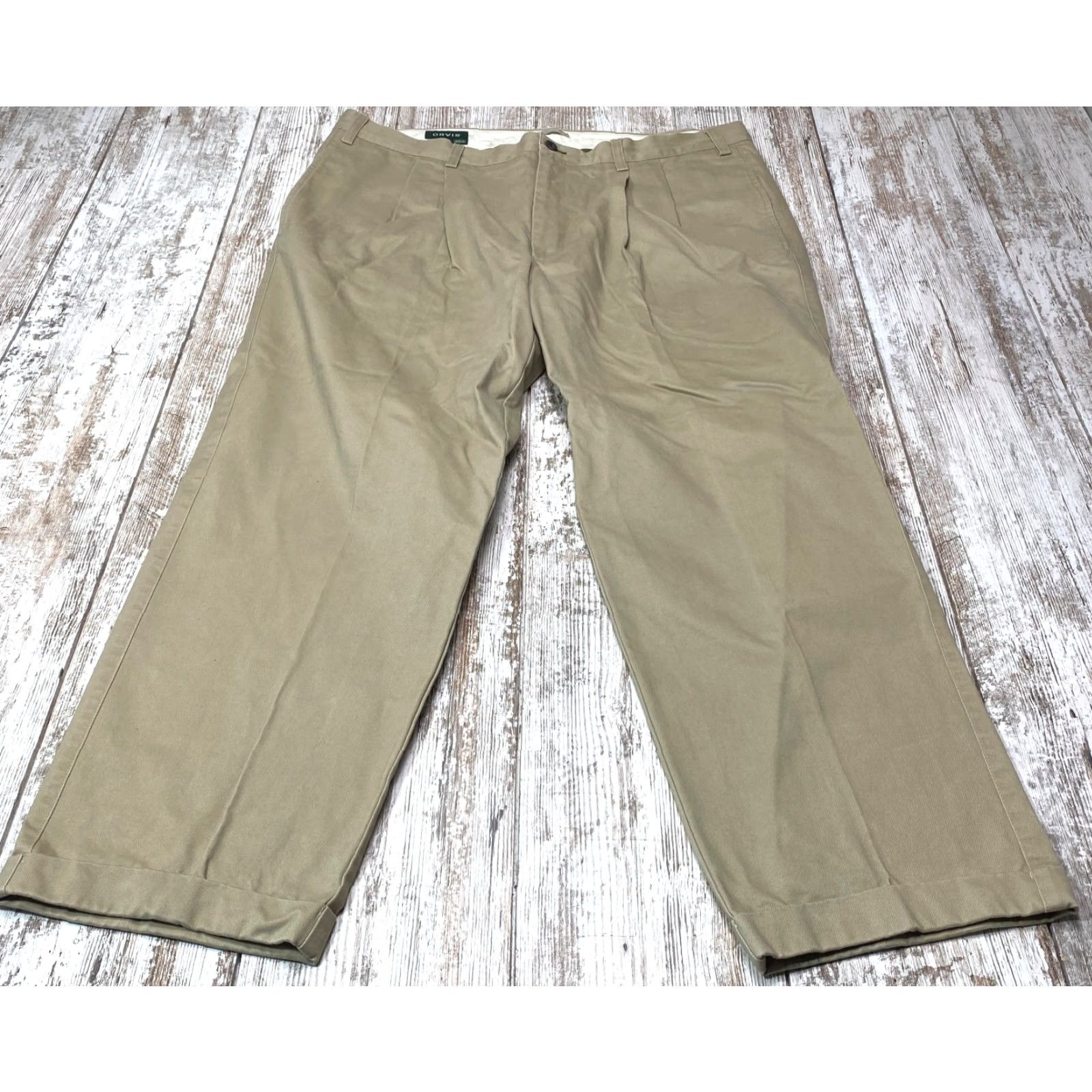 Orvis Orvis Mens 40 Khaki Pants Pleated Cuffed Tan Brown Outdoor Fishing 7449 Size US 40 / EU 56 - 2 Thumbnail