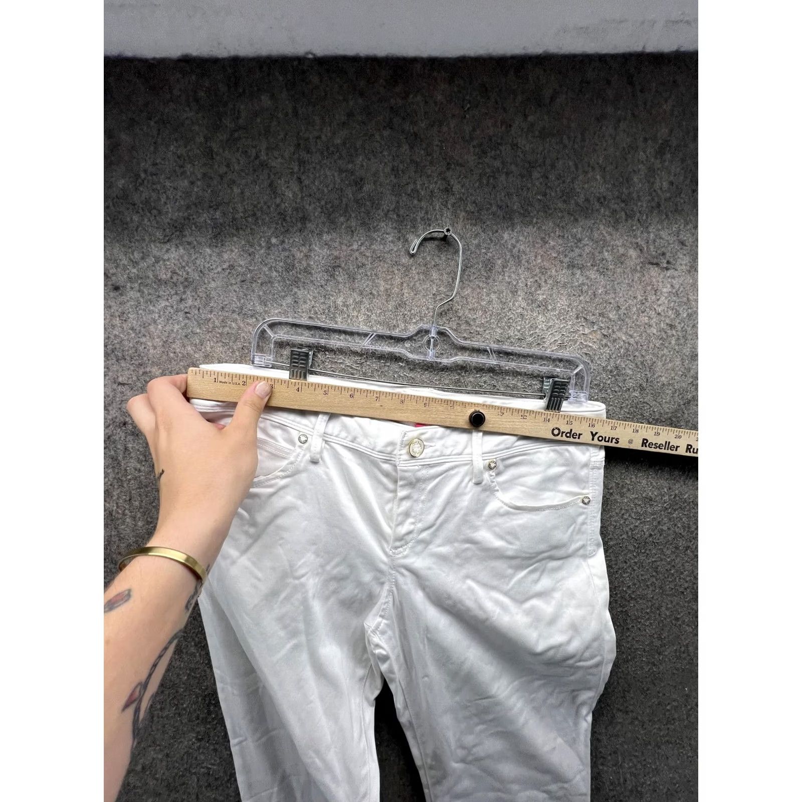 Lilly Pulitzer Lilly Pulitzer Jeans Womens 10 White Skinny Pearl Studded Denim Ankle Pants Slim 5-Pocket White Womens Jeans Size 32" / US 10 / IT 46 - 2 Thumbnail