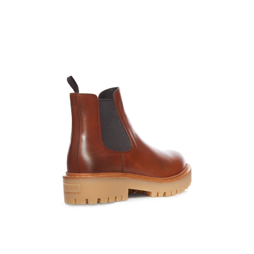 Prada PRADA Cognac Brown Leather Boots New/Authentic (Men's size:7 Size US 7 / EU 40 - 3 Thumbnail