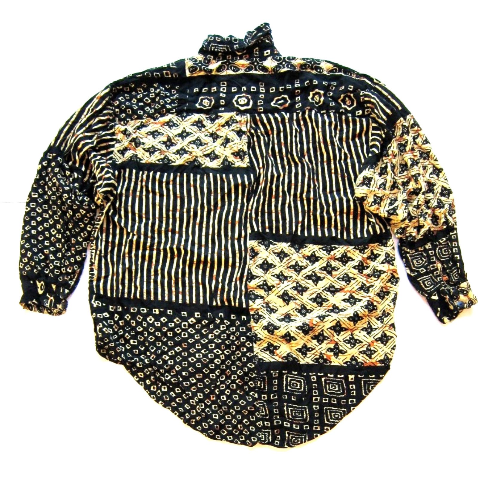 Vintage VINTAGE Ana Mori Shirt Men L-XL 100% Rayon Black Yellow Brown Long sleeve Button-Up Collared 80s 90s Casual Mens Size US L / EU 52-54 / 3 - 2 Thumbnail