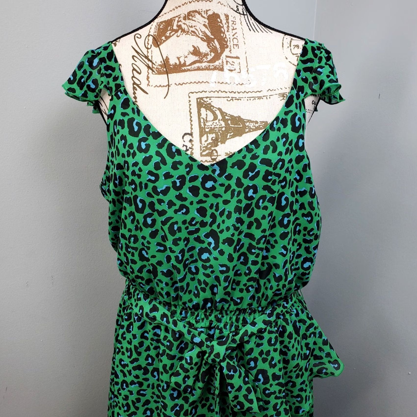 Vintage INC International Concepts Maxi Dress Women 12 Multi Leopard Print Tiered Ruffle Size XL / US 12-14 / IT 48-50 - 5 Thumbnail