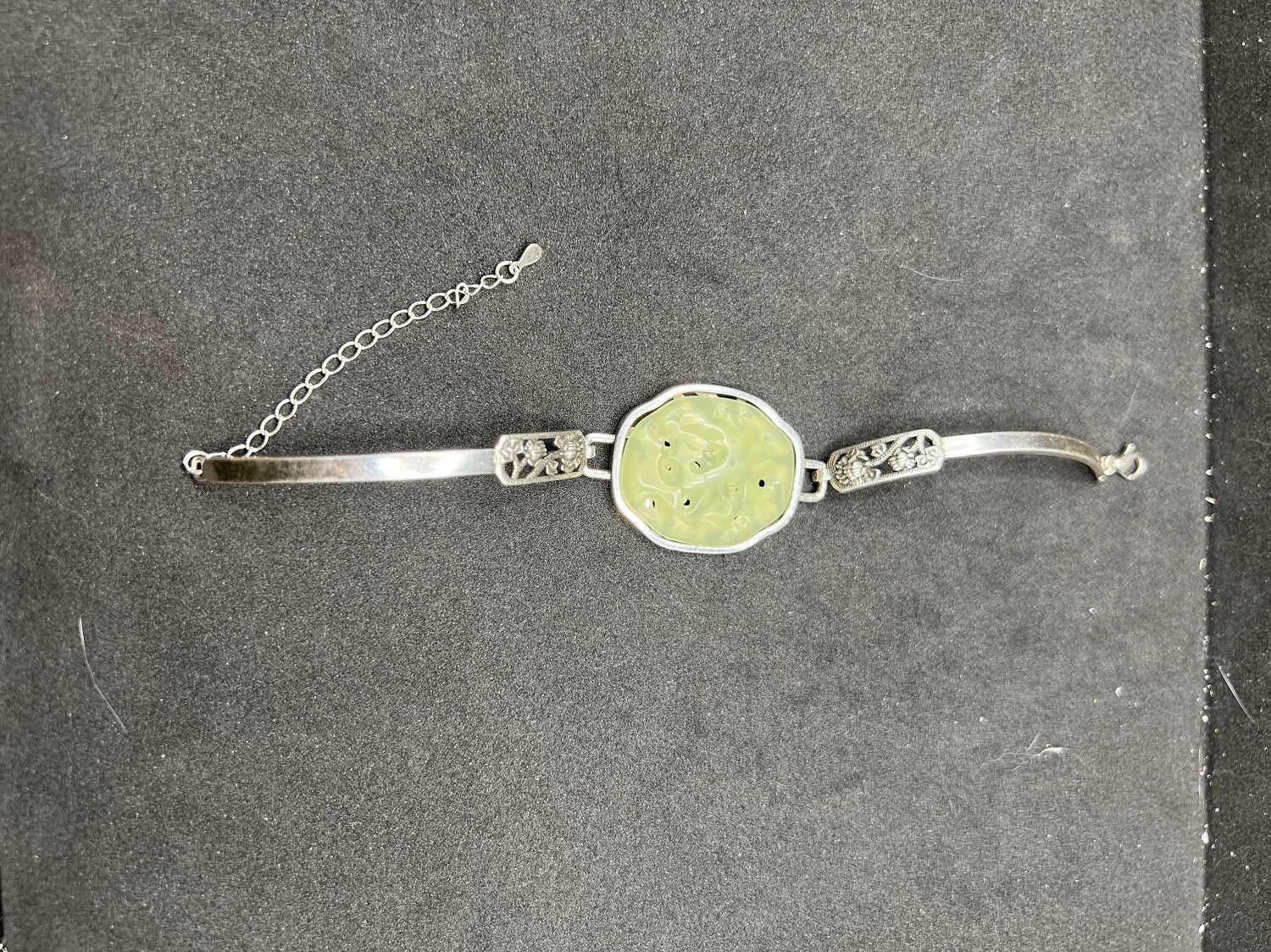 Jewelry Green Jade Silver Bracelet Size ONE SIZE - 4 Thumbnail
