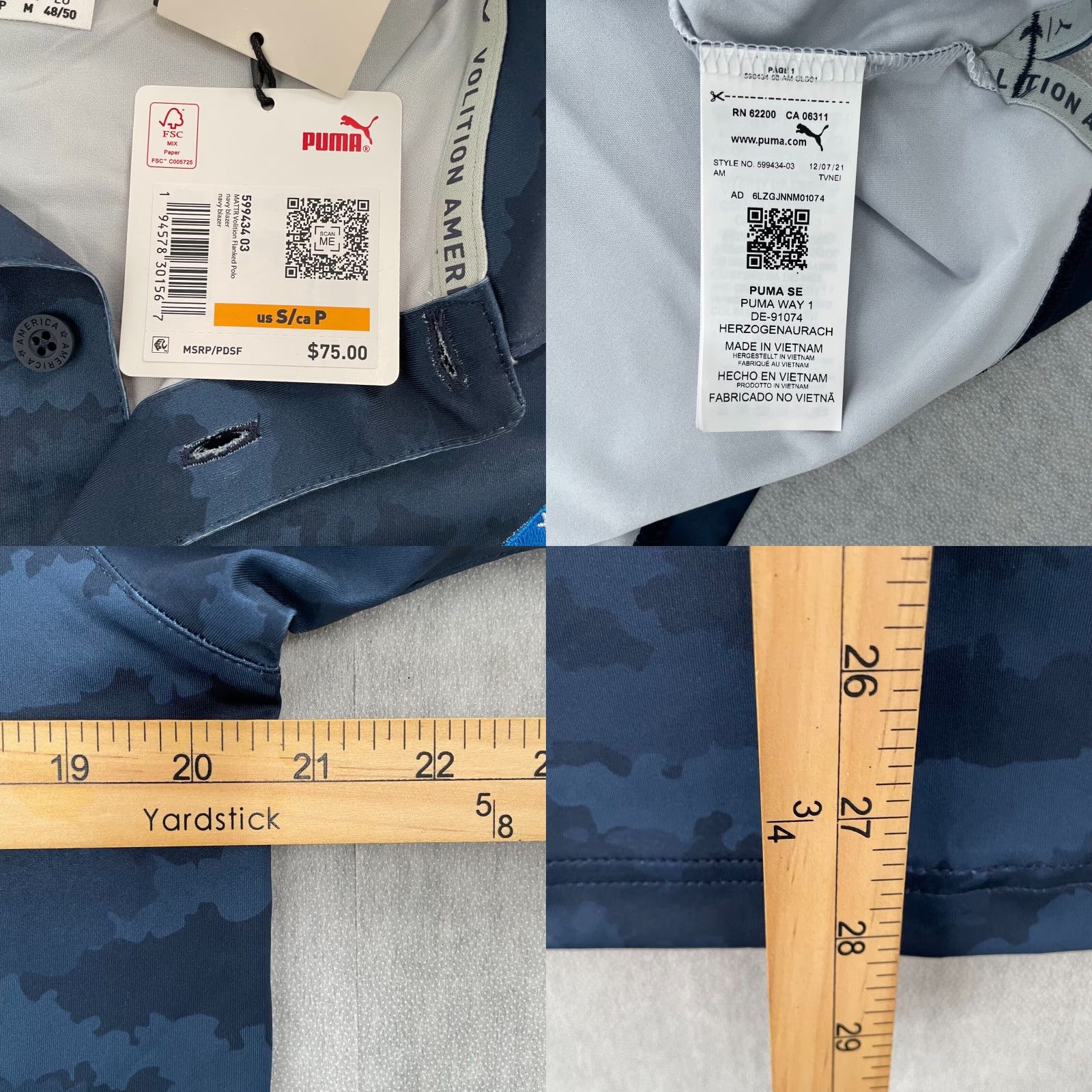 Puma PUMA Polo Shirt Adult Small Blue Camo Volition America Logo Mens S Blue Polo Shirt Camo Volition America Logo Mens S NEW Size US S / EU 44-46 / 1 - 8 Thumbnail