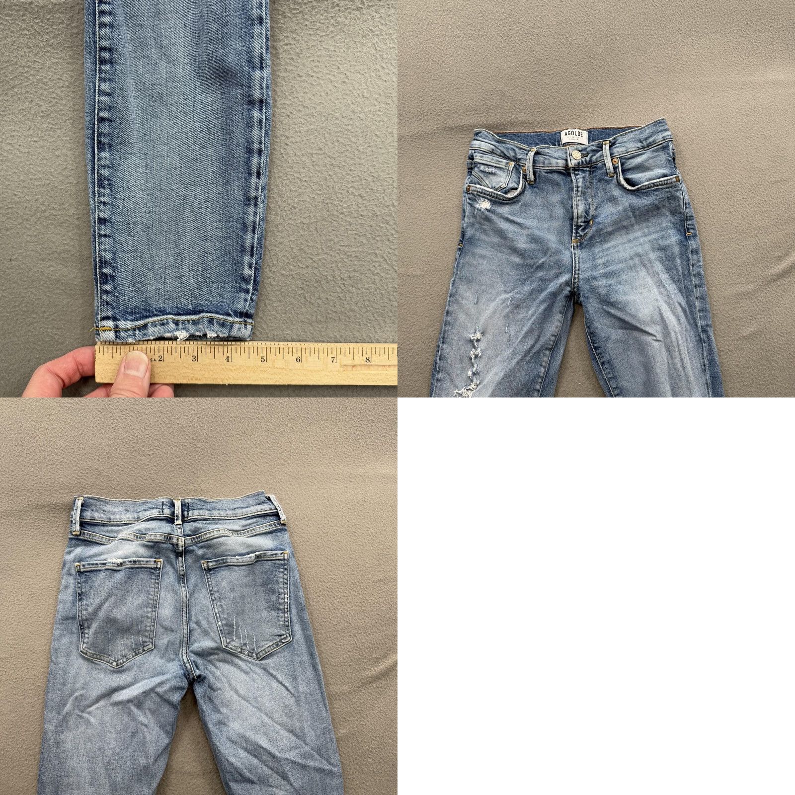 Agolde VINTAGE AGOLDE Jeans Womens 26 Light Wash Distressed Skinny Raw Hem Stretch A018-812 Size 26" / US 2 / IT 38 - 8 Thumbnail