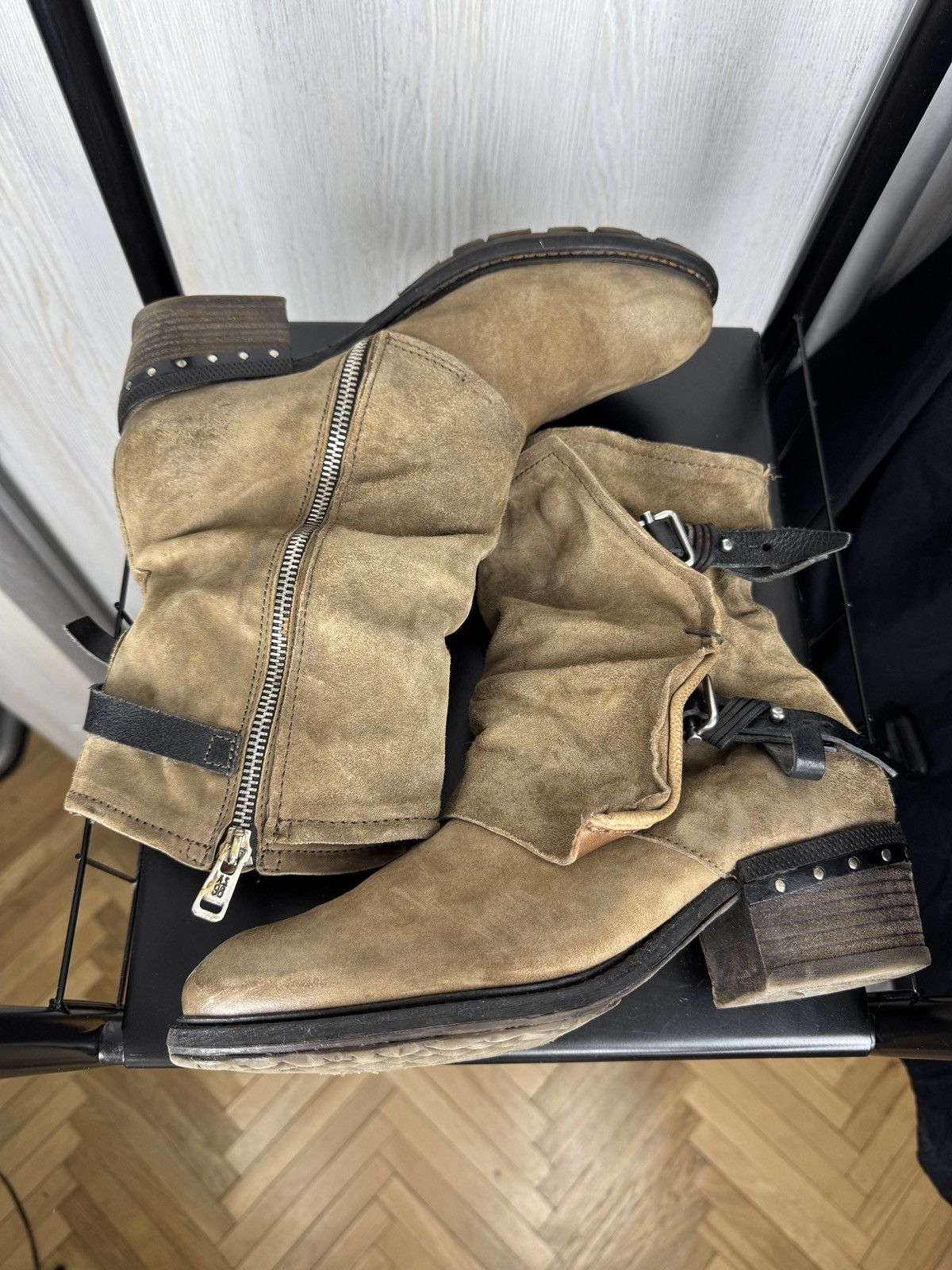 A.S.98 A.S.98 Airstep beige leather suede strap biker boots size 40 Size US 10 / IT 40 - 11 Thumbnail