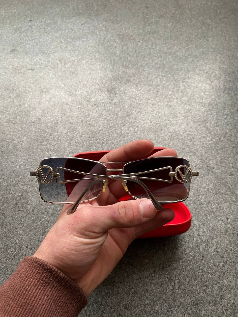 Valentino × Vintage Valentino '90s Crystal Signature Rectangular Glasses OPTI Size ONE SIZE - 3 Thumbnail