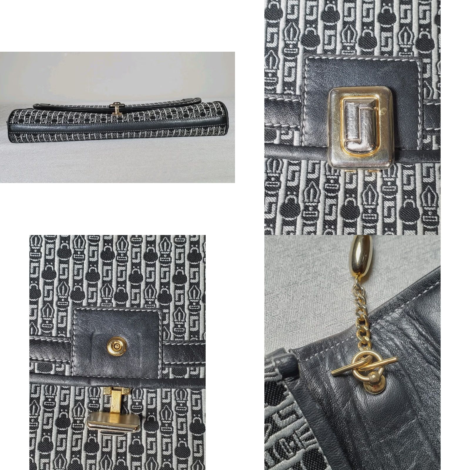 Judith Leiber VTG Judith Lieber Jacquard Canvas Signature Monogram Crossbody Bag Purse Clutch Size ONE SIZE - 8 Thumbnail