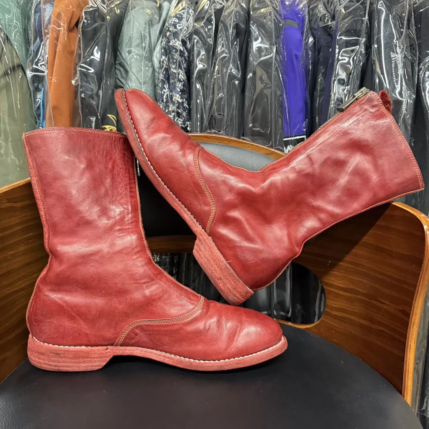 Guidi GuiDi 310 Red Calfskin Short Boots 38 Near Mint Size US 7.5 / IT 37.5 - 7 Thumbnail