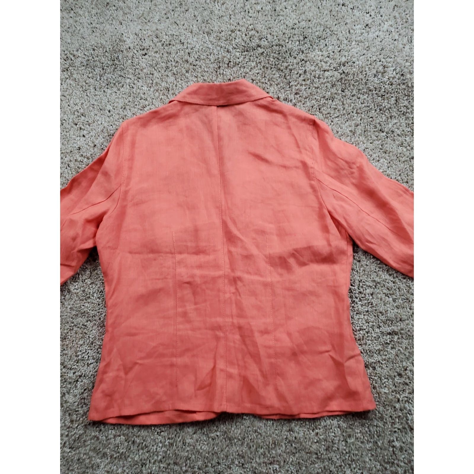 Talbots Talbots Jacket Womens 10 Orange Irish Linen Button Front Half Sleeve Size L / US 10 / IT 46 - 6 Thumbnail