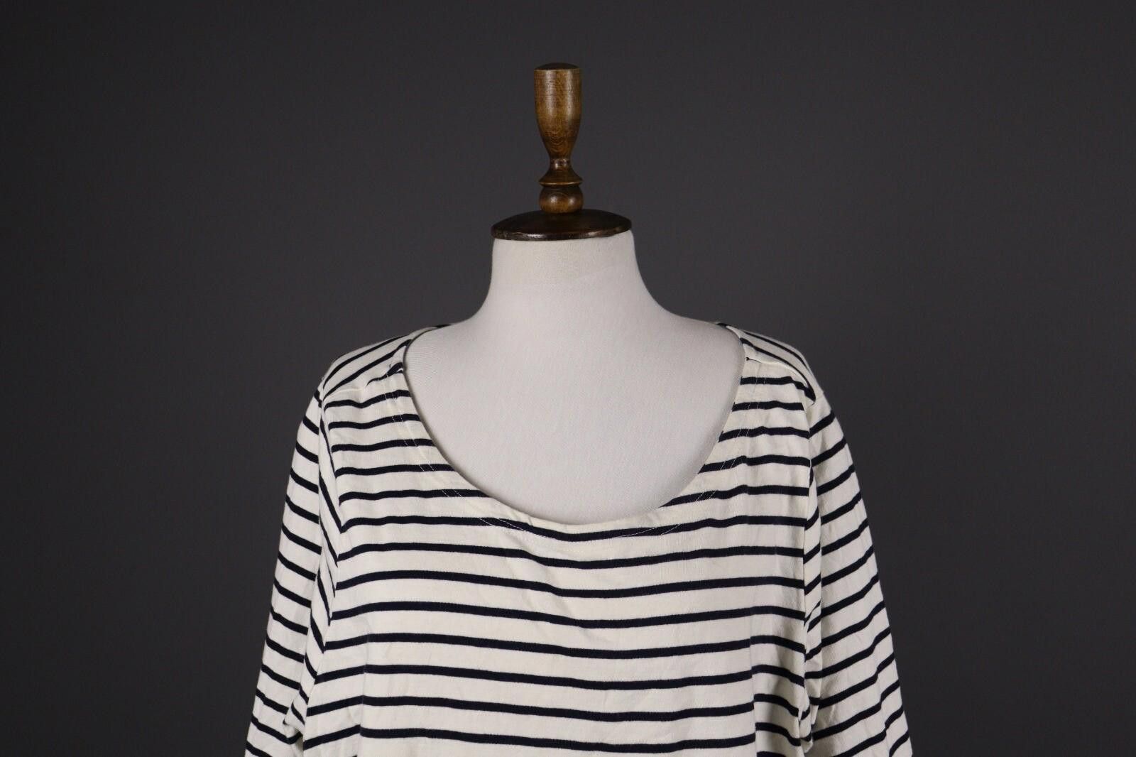 James Perse Per Se White Stripe Long Sleeve Knit Top Shirt Tunic Size L Size L / US 10 / IT 46 - 2 Thumbnail